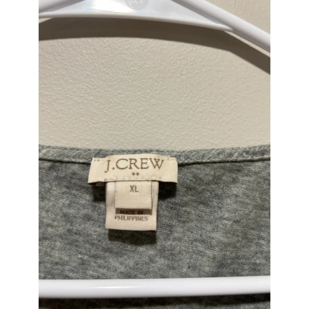 J. Crew Short Sleeve Top Eyelet Lightweight Summer Gray Women Size XL